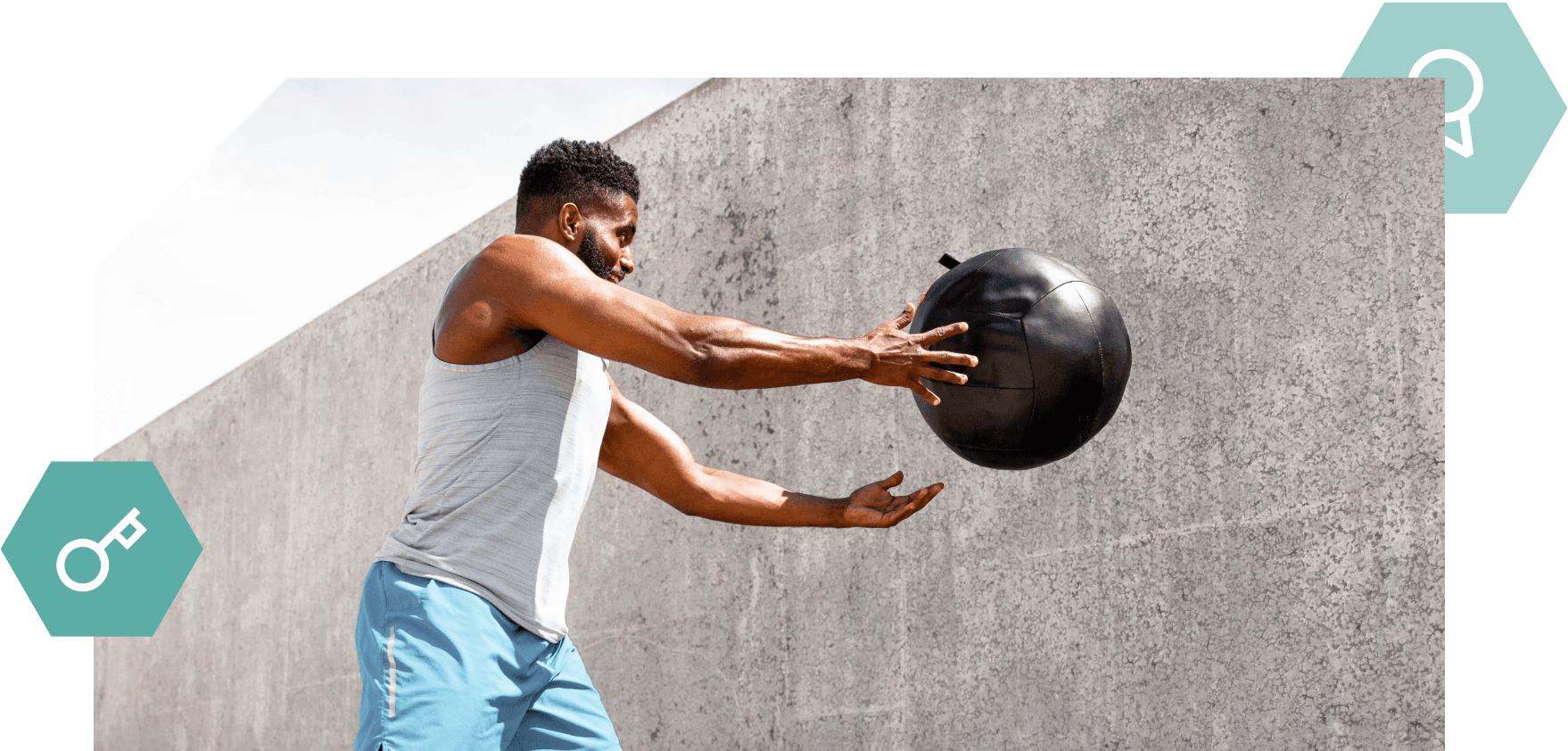 Man throwing medicine ball