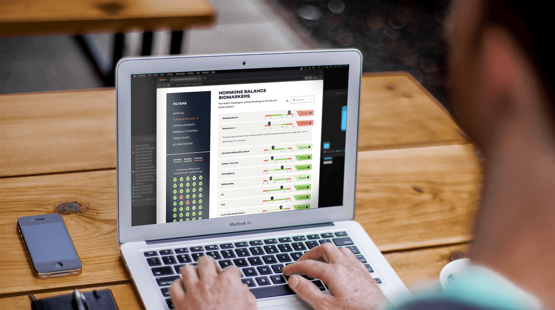 Man at laptop looking at hormone balance